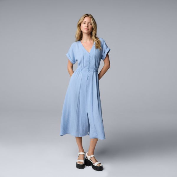 

Женское платье миди со сборками Simply Vera Vera Wang, цвет ambience blue