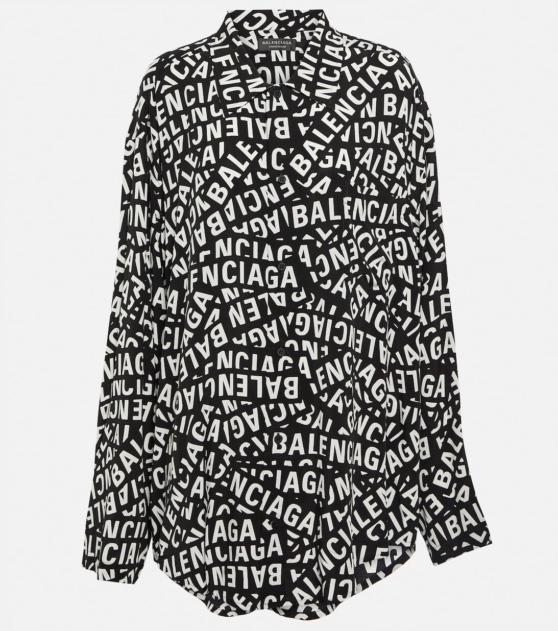 

Атласная рубашка с логотипом BALENCIAGA, черный