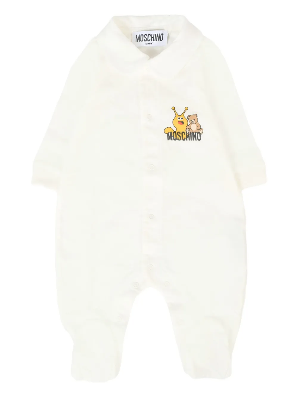 

Хлопковый комбинезон с принтом плюшевого мишки Moschino Kids, белый