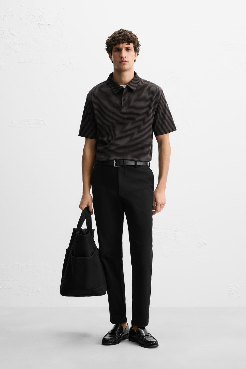 

Рубашка поло с мерсеризованной отделкой ZARA, цвет Brown-Blue