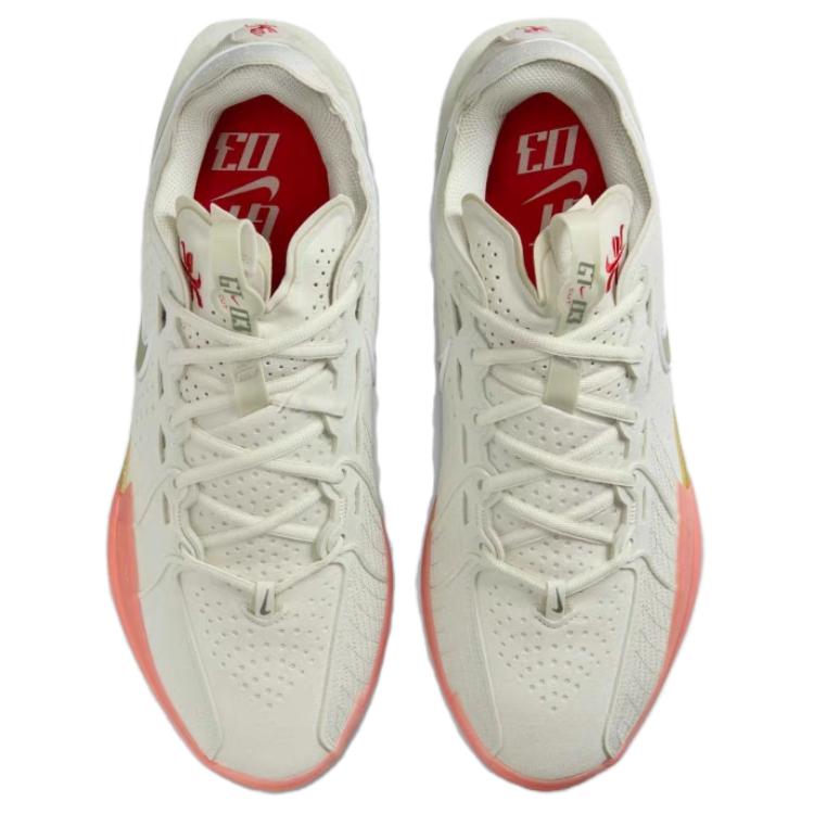 Nike Air Zoom G.T. Cut 3 Антискользящие Износостойкие Низкие Баскетбольные Кроссовки Мужские Белые, Белый/Оранжевый — фото 3