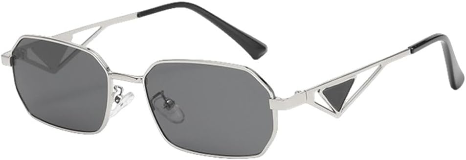 

Роскошные солнцезащитные очки для женщин в стиле ретро с металлической оправой, маленькая многоугольная оправа, модные прямоугольные очки, стильные очки с защитой от УФ-излучения UV400 generic, Silver Gray