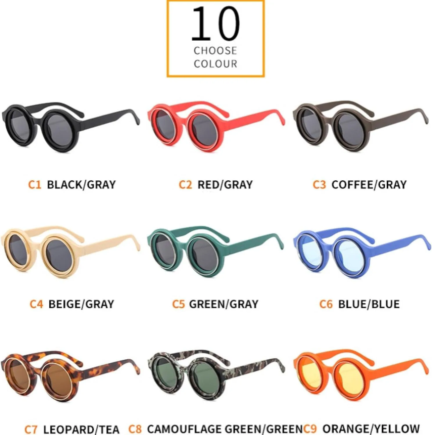 

Солнцезащитные очки с защитой от УФ-излучения UV400 | Круглая цветная оправа | Для женщин и мужчин | Для занятий спортом на открытом воздухе и вождения DSVIGF, 05