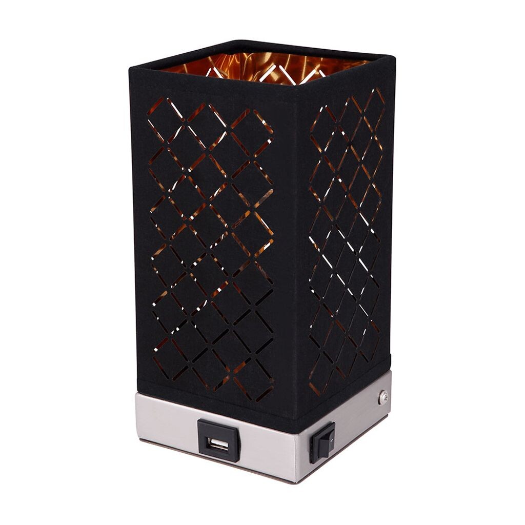 

Настенный светильник, текстильный, черный, золотистый, USB, H 20,5 см etc-shop