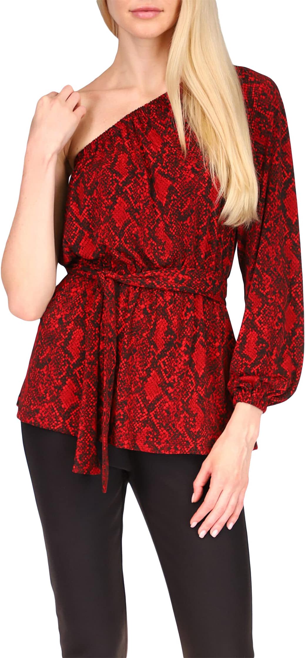 

Туника Michael Kors Python One Shoulder Tunic, цвет Crimson