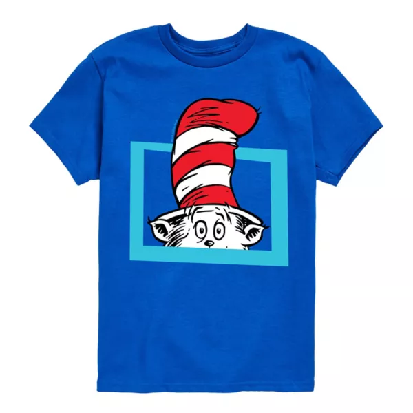 

Мальчики 8-20 лет футболка с принтом "Кот в шляпе" Dr Seuss кот в коробке Licensed Character, синий