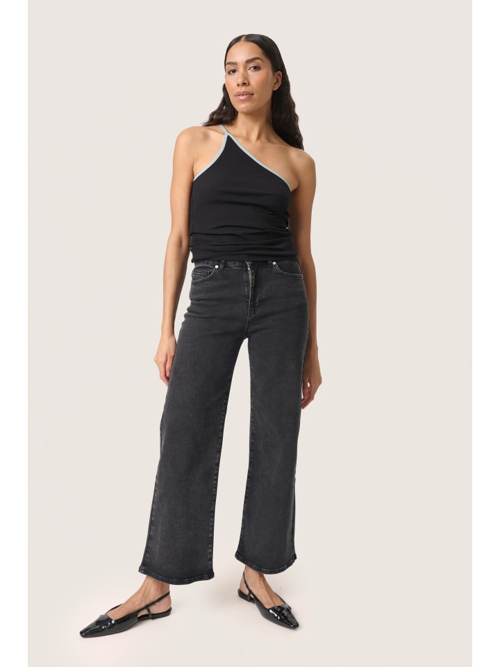 

Soaked in Luxury Футболка-джерси SL Simone, приталенный крой, черная с серебристо-голубыми элементами