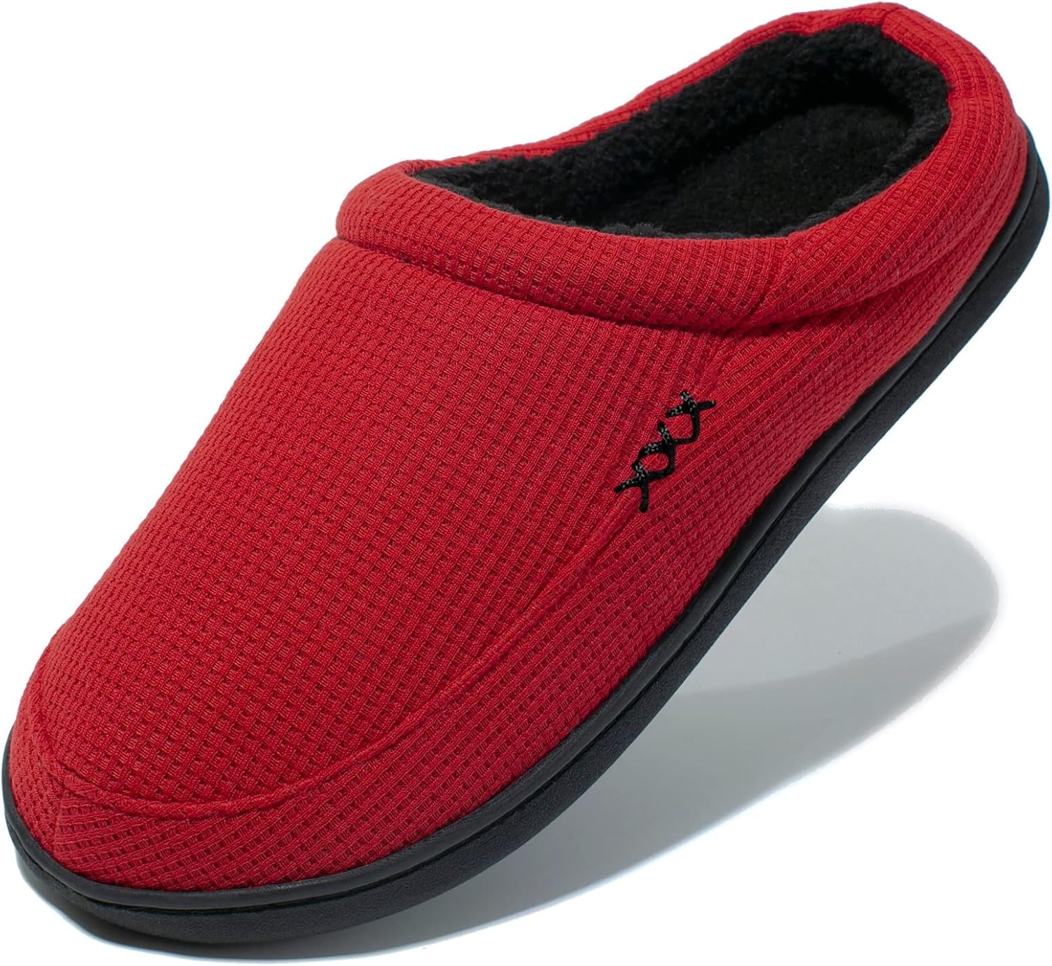 

Мужские домашние тапочки NewDenBer с теплой подошвой из пены с эффектом памяти, замшей и плюшевой флисовой подкладкой, для ношения дома и на улице, черный/красный