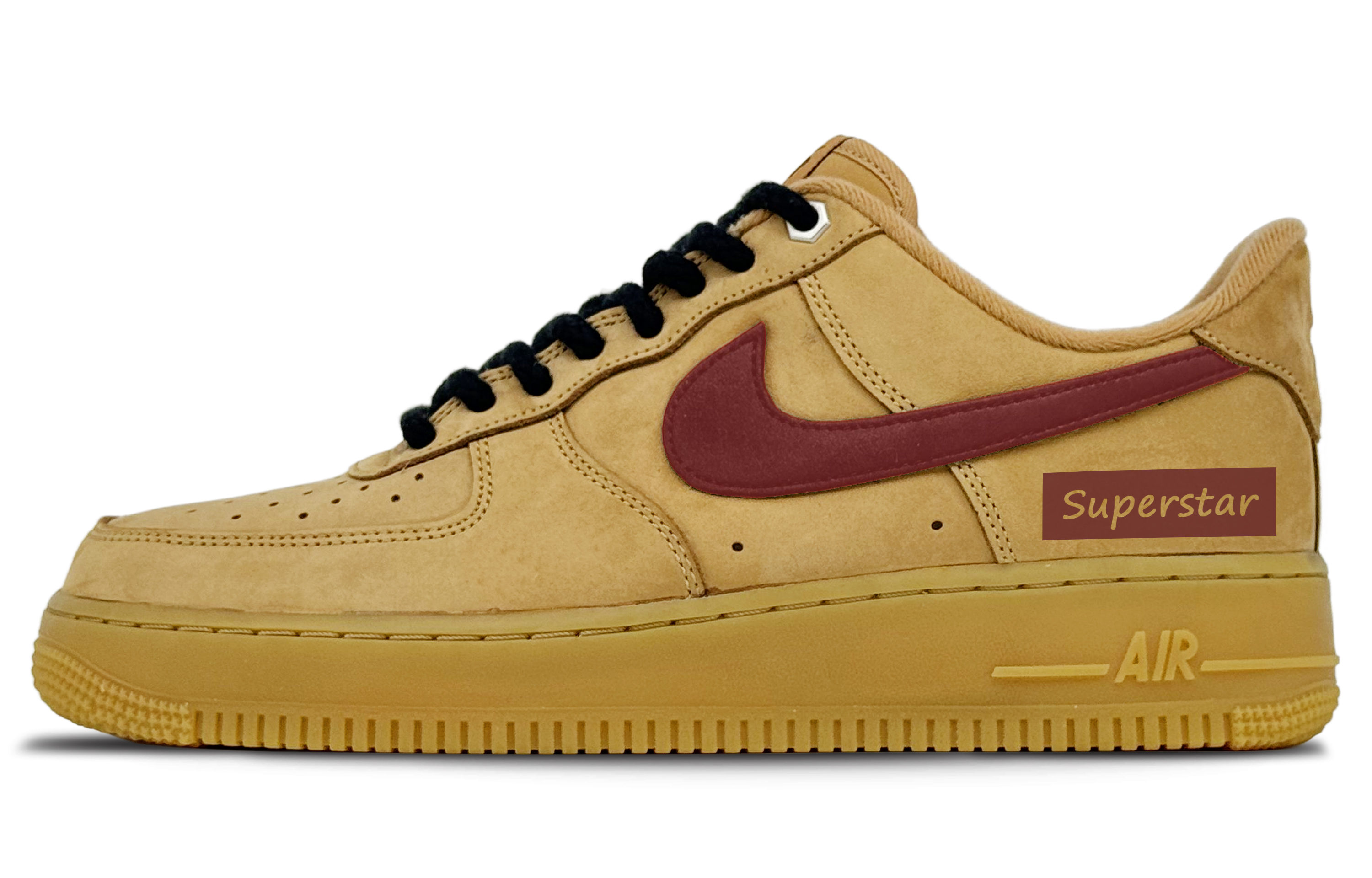 Кастомизированные кроссовки Nike Air Force 1 Unisex, коричневый/красный
