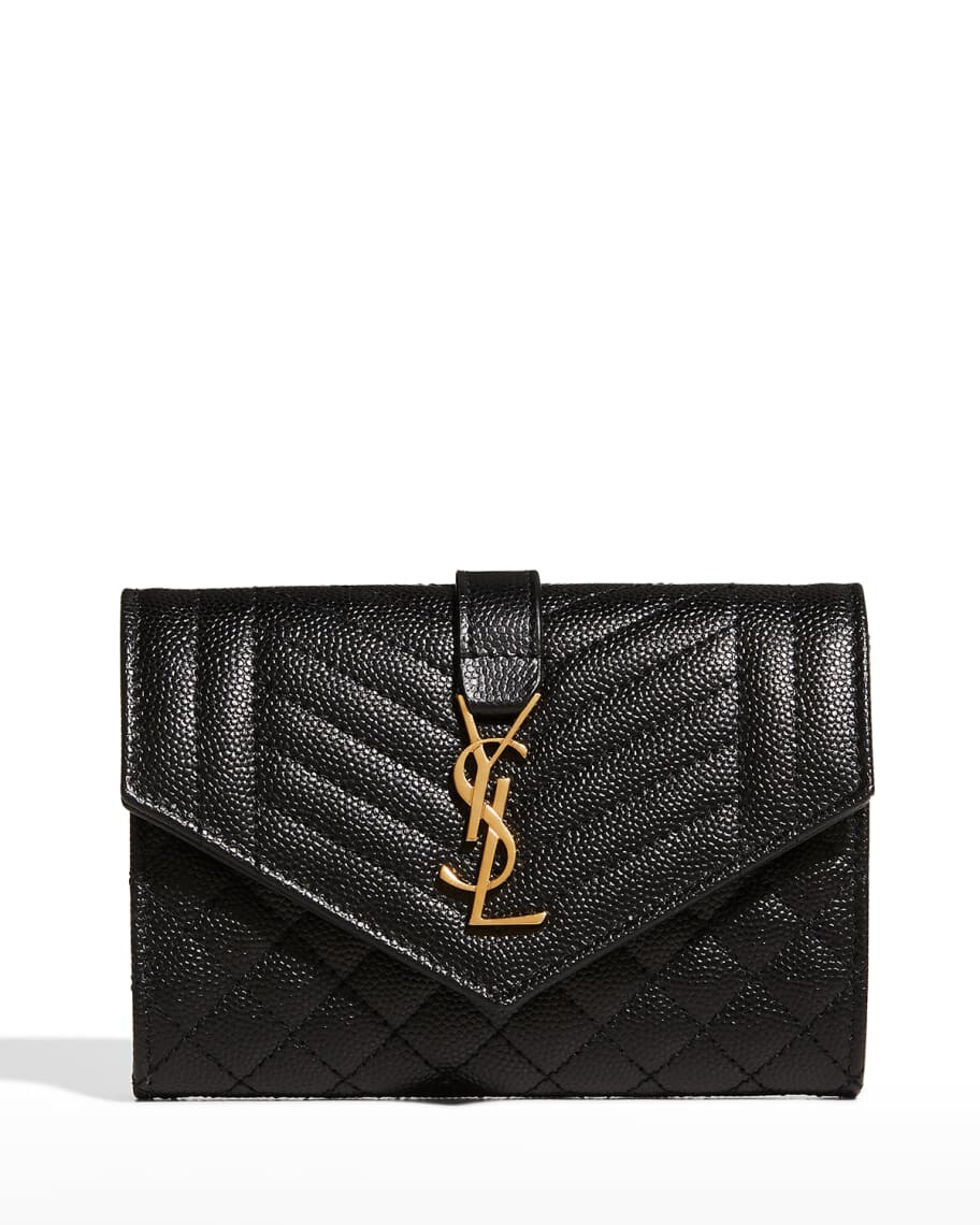

Маленький стеганый кошелек-конверт YSL Saint Laurent