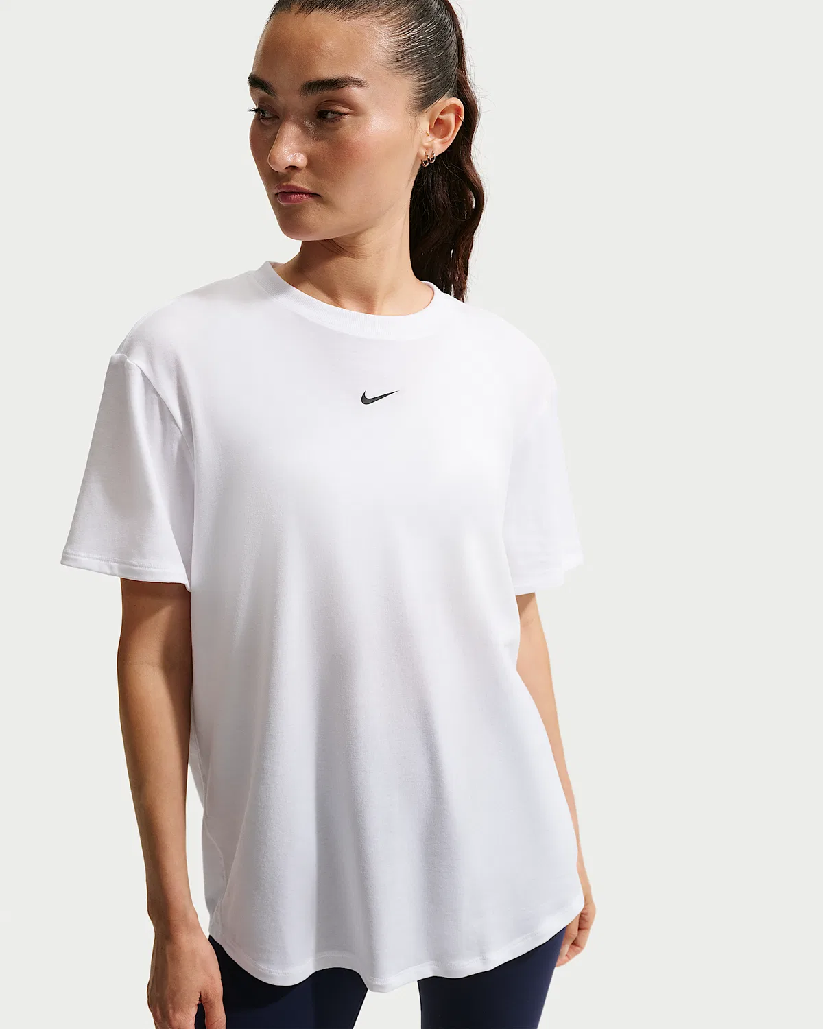Женский топ Nike One Relaxed с коротким рукавом Dri-FIT, White/Black