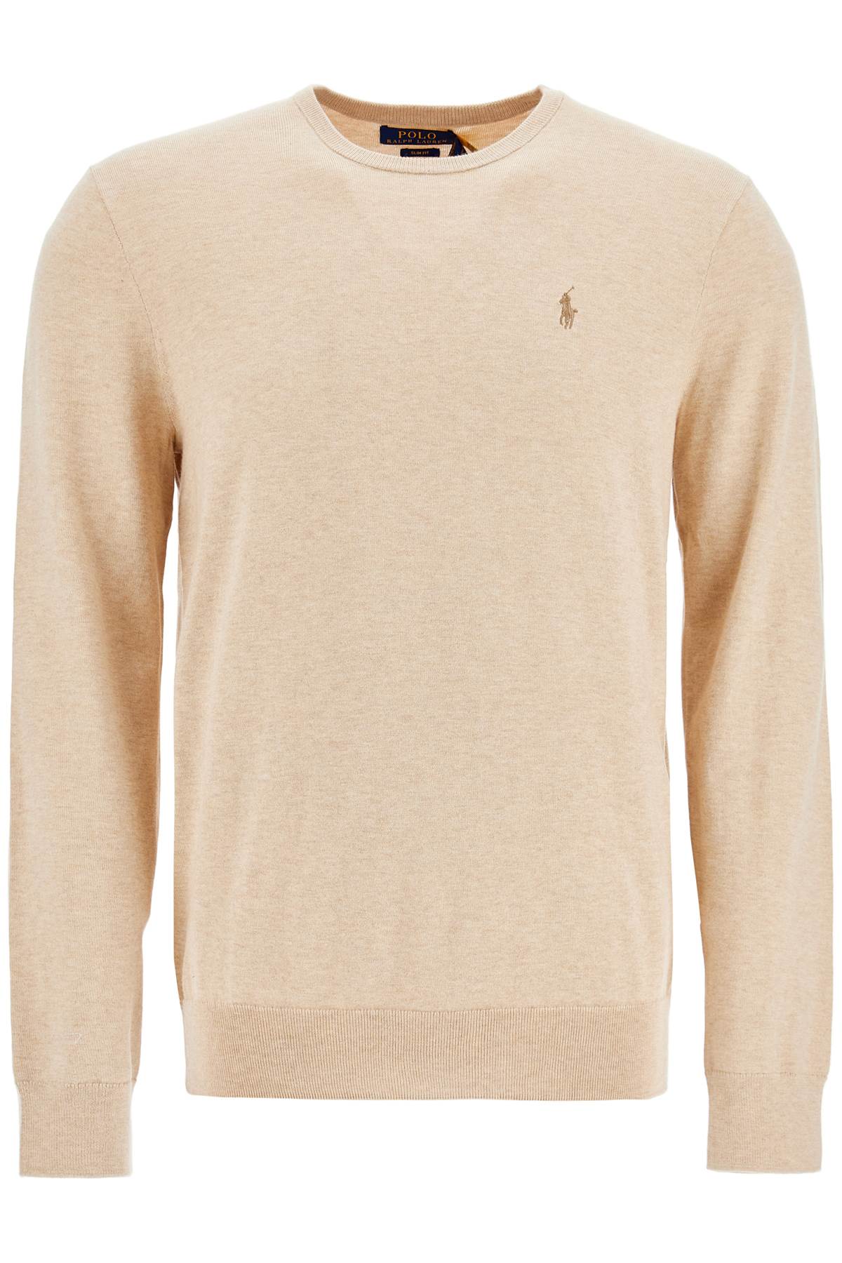 

Мужской облегающий хлопковый свитер Polo Ralph Lauren, бежевый