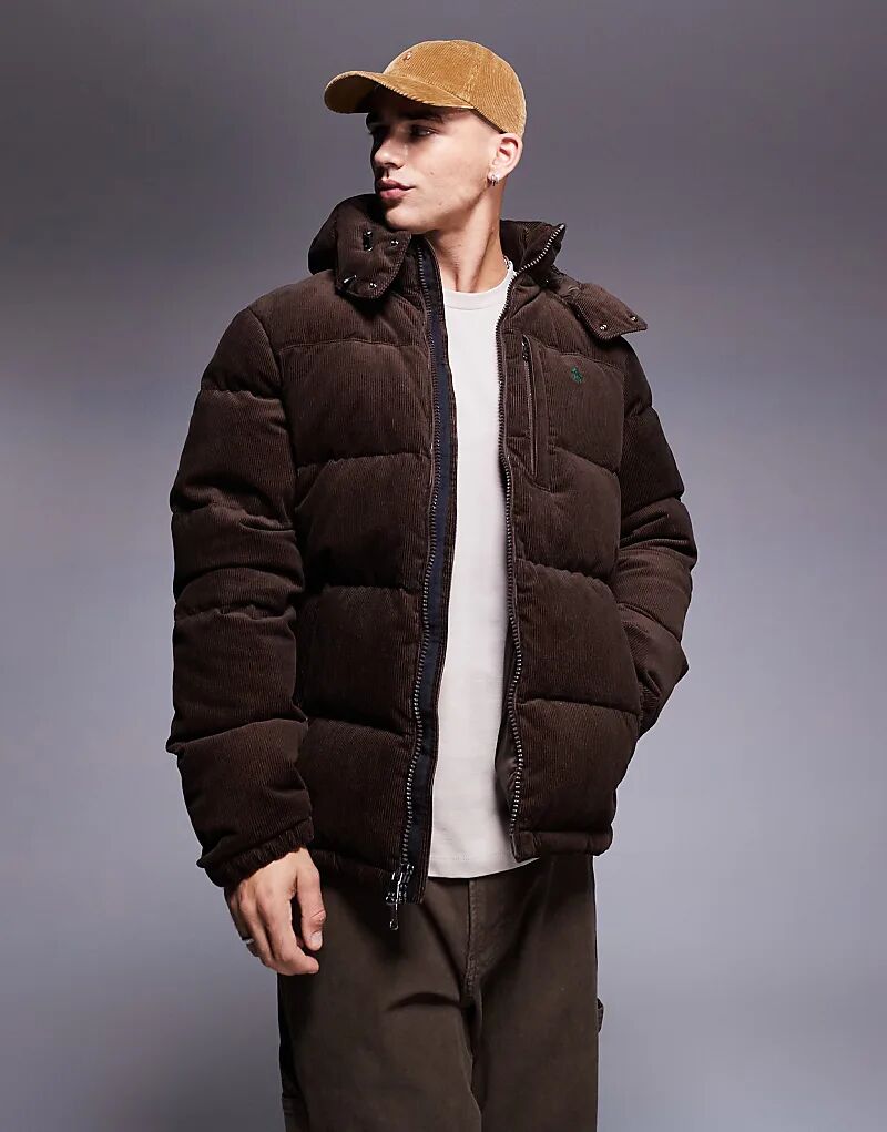 

Пуховик со съемным капюшоном и шнурком коричневого цвета Polo Ralph Lauren