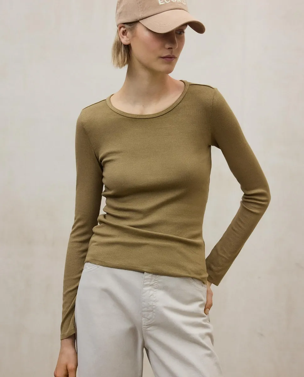 

Женская футболка с длинным рукавом и круглым вырезом Ecoalf, горчичный