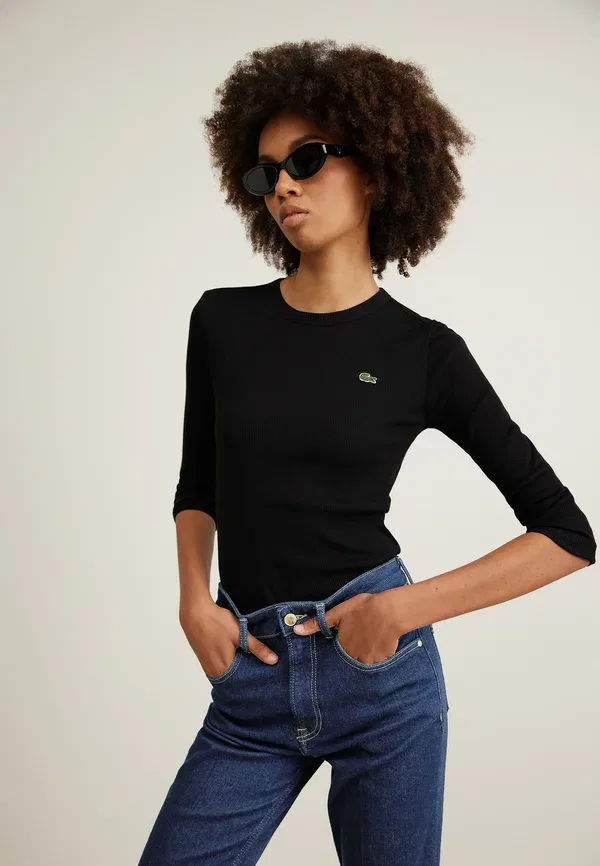 Лонгслив Lacoste, черный, базовый