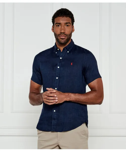 

Льняная рубашка Custom fit Polo Ralph Lauren, синий