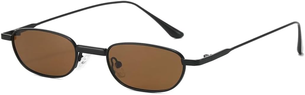 

Женские солнцезащитные очки маленького прямоугольного размера, модные, с прозрачными линзами цвета океана, защита от УФ-излучения UV400; мужские модные, металлические TVTBBVV, Black Tea