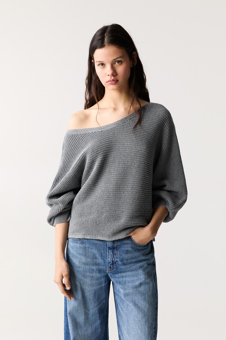 

Асимметричный джемпер Pull And Bear, серый