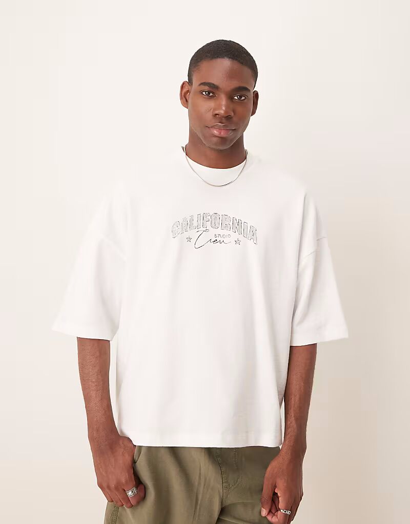 

Футболка свободного кроя белого цвета с принтом Asos Design, Белый, Футболка свободного кроя белого цвета с принтом Asos Design