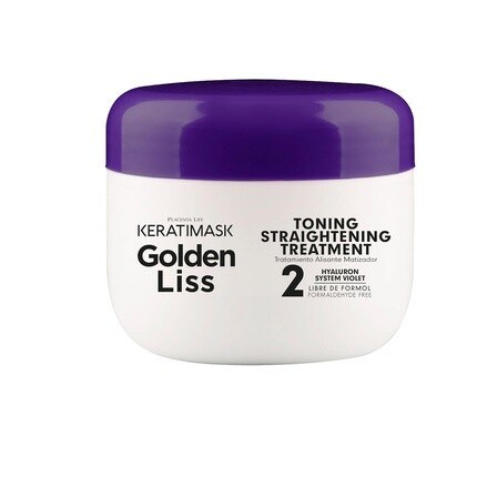 Placenta Life Набор для выпрямления волос Keratimask Golden Liss для светлых и обесцвеченных волос с кератином, гиалуроновой кислотой и органическим кокосовым маслом — экстремальный блеск и разглаживание — без формальдегида — фото 3