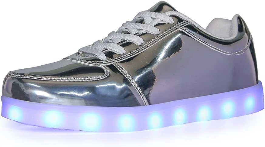 Унисекс-кроссовки YuanRoad с подсветкой LED и USB-зарядкой, светящиеся светодиодные кроссовки, серебро — фото 2