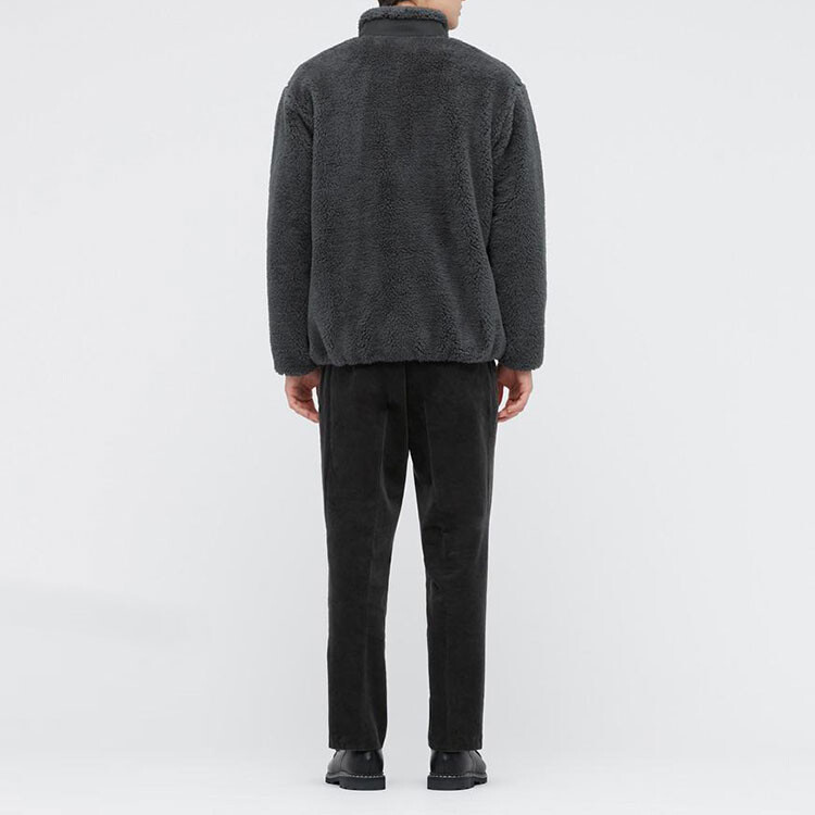 Флисовая куртка с длинными рукавами и застежкой-молнией Uniqlo, 08 темно-серый — фото 3