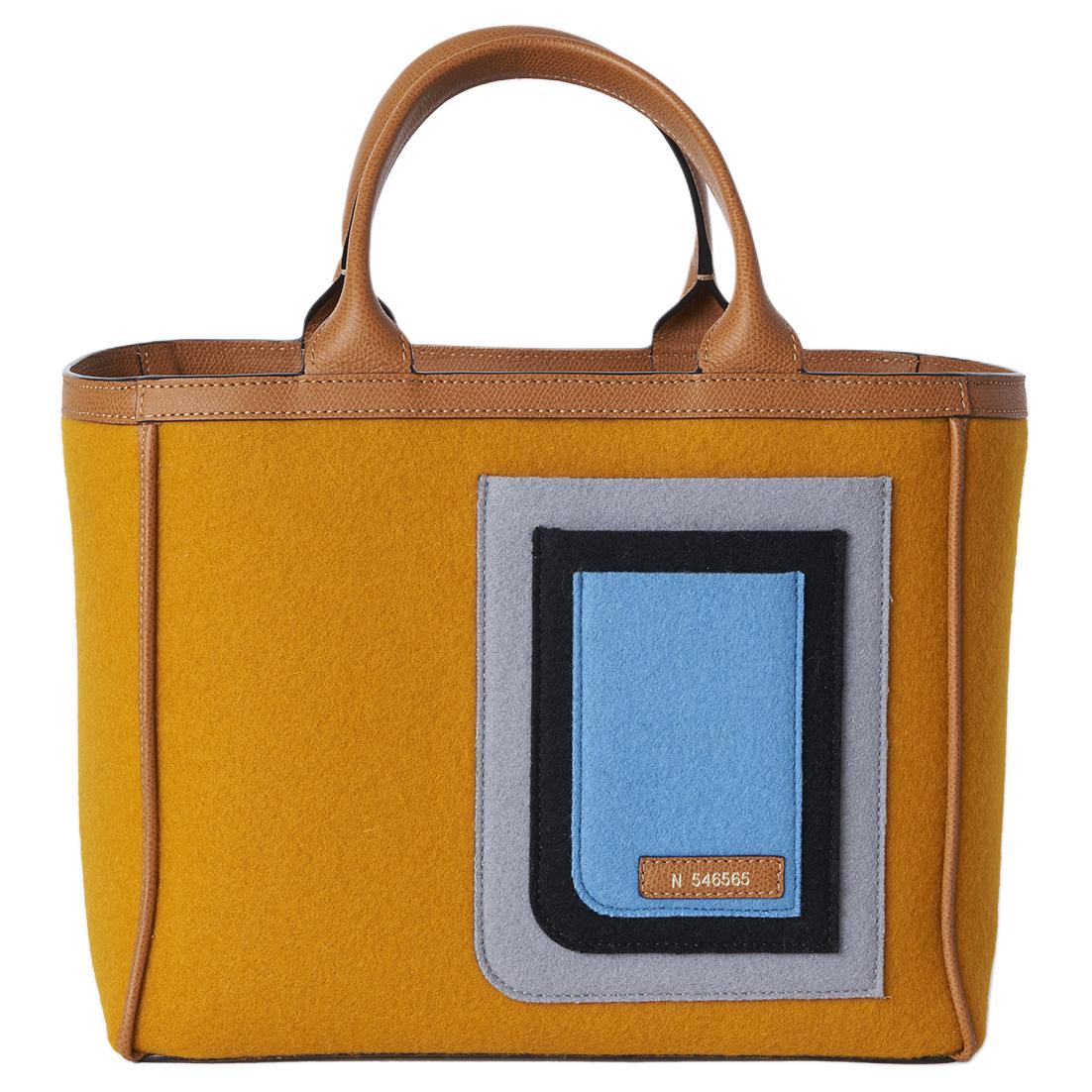 

Valextra Мини-сумка женская из телячьей кожи с фетром оранжевая