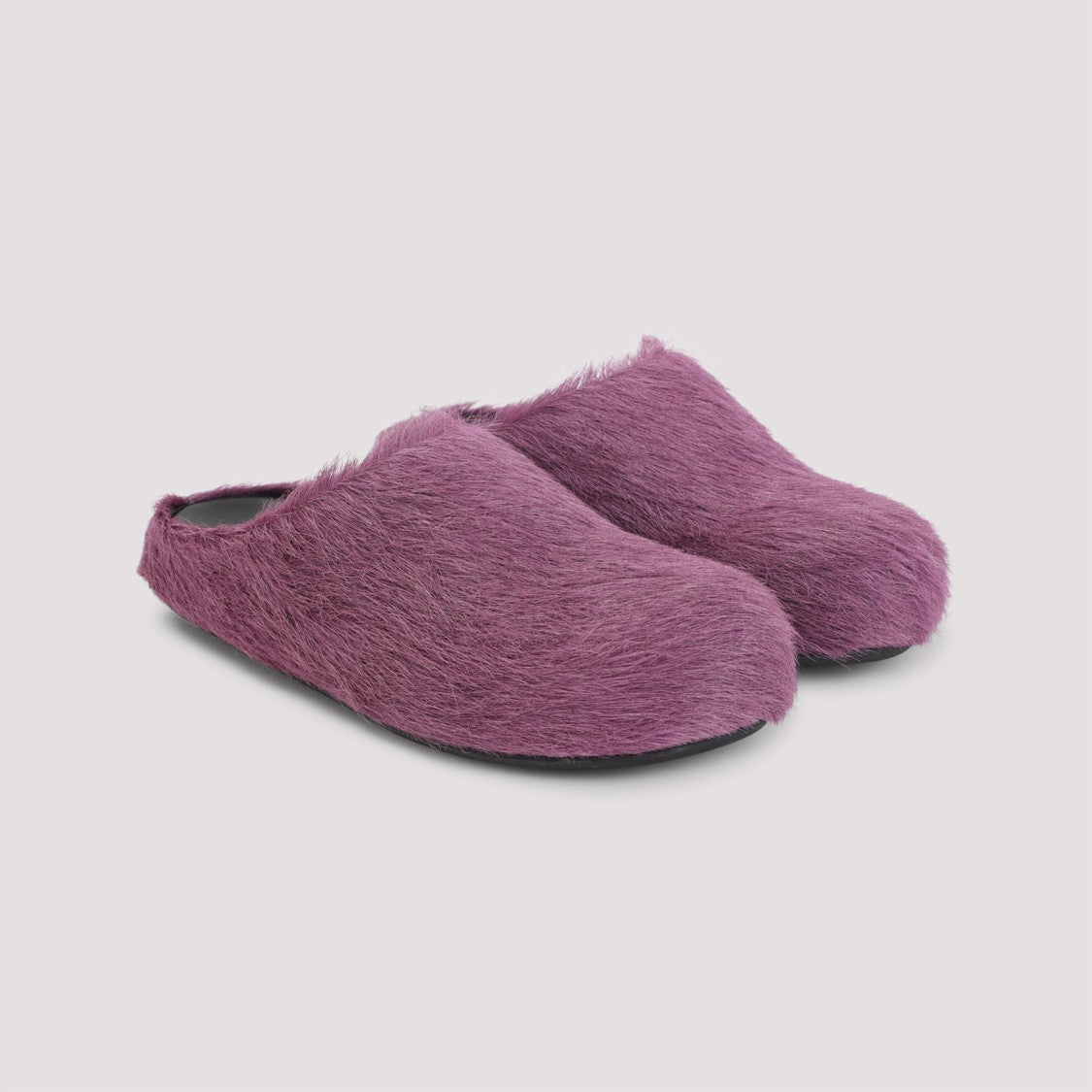 Туфли-мюли Fussbett Mules из фиолетовой замши с ворсом Marni — фото 3