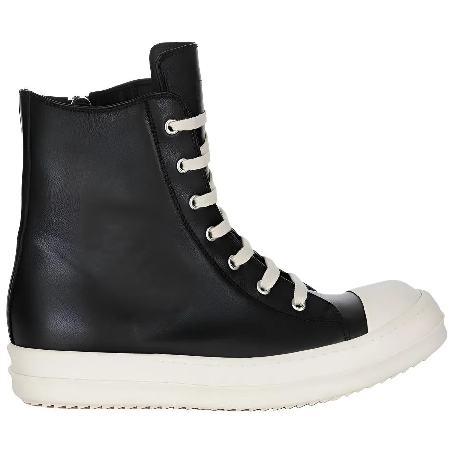RICK OWENS Кроссовки RO Cow Leather High Top Skateboard Shoes Men's Black — фото 3