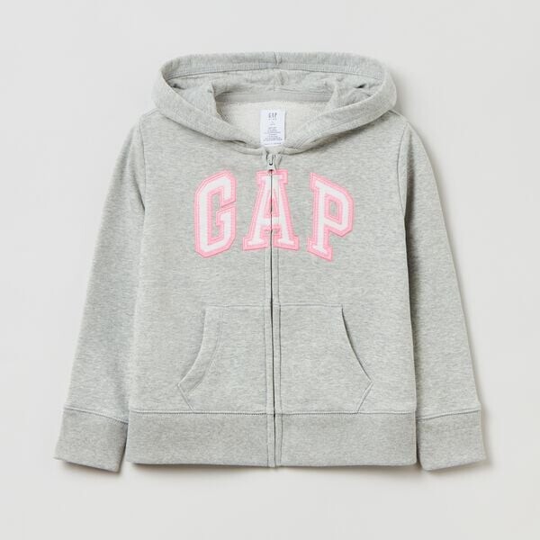 

Толстовка с капюшоном из французского трикотажа на молнии с нашивкой-логотипом Gap, серый