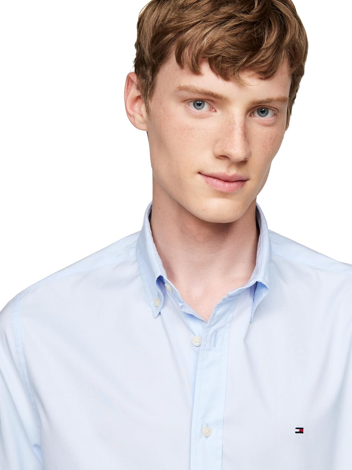 Мужские рубашки Tommy Hilfiger Poplin с длинным рукавом, классического кроя, застегивающиеся на пуговицы, также доступны в размерах для больших и высоких размеров., Sweet Blue — фото 2