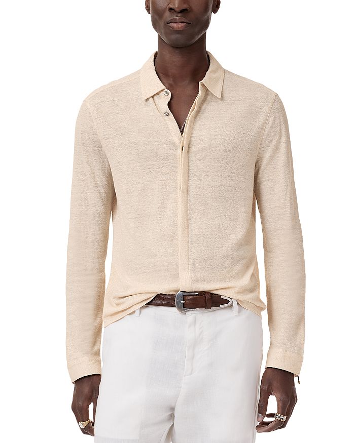 

Текстурированная льняная рубашка Carrilho John Varvatos, коричневый/бежевый