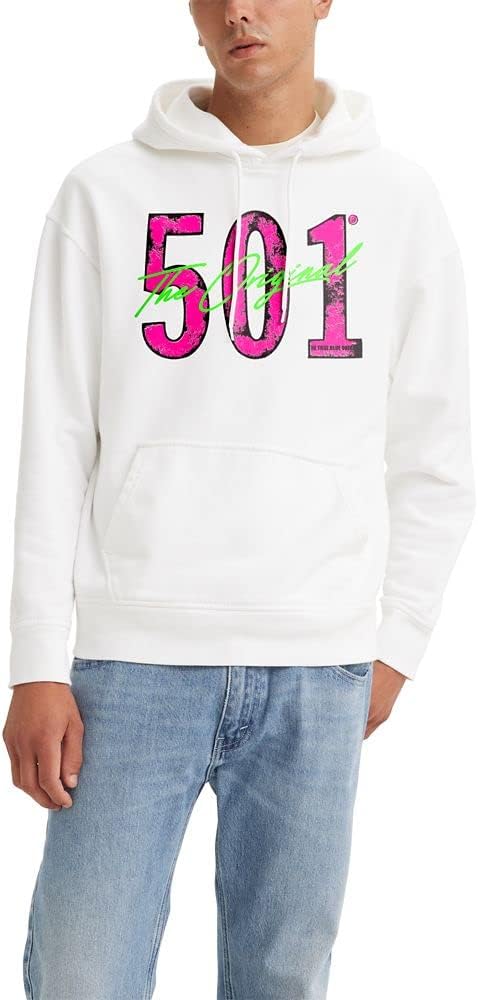 

Мужская свободная толстовка с капюшоном Levi's с графическим принтом (также доступна в размерах Big и Tall), (New) 501 Original Hoodie White Graphic