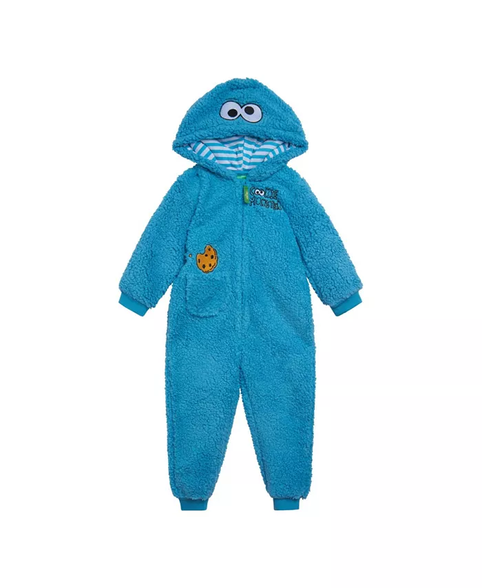 

Детский уютный комбинезон на молнии из шерпа для мальчиков Baby Boys Cozy Sherpa Zip Up Cosplay Costume Coverall Sesame Street, синий