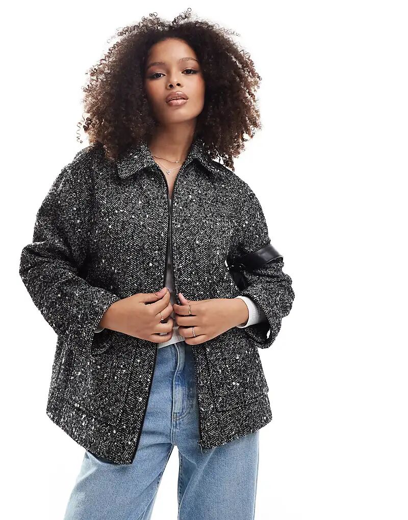 

Куртка харрингтон с верхним воротником в текстуре ASOS DESIGN