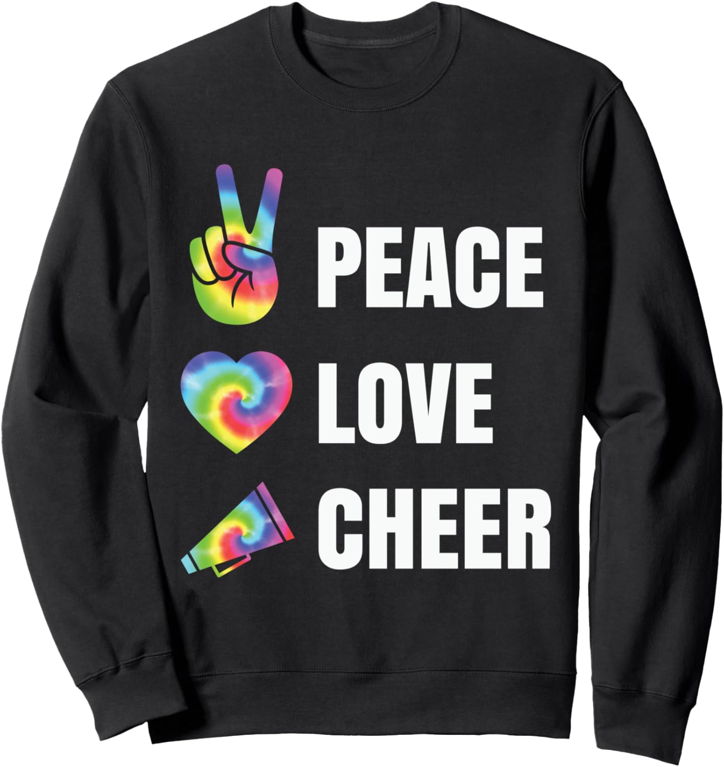 

Милая толстовка с надписью «Мир, любовь, чирлидинг», с принтом тай-дай, для чирлидеров Cheer Love Gifts, черный