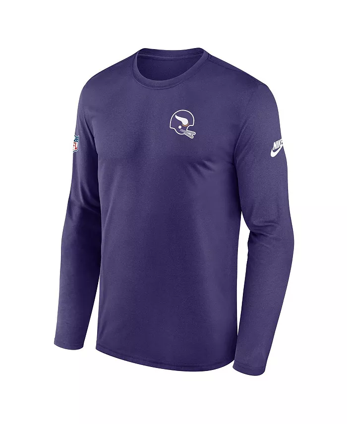 Мужская фиолетовая футболка с длинным рукавом и маленьким логотипом Minnesota Vikings Legend Nike — фото 2