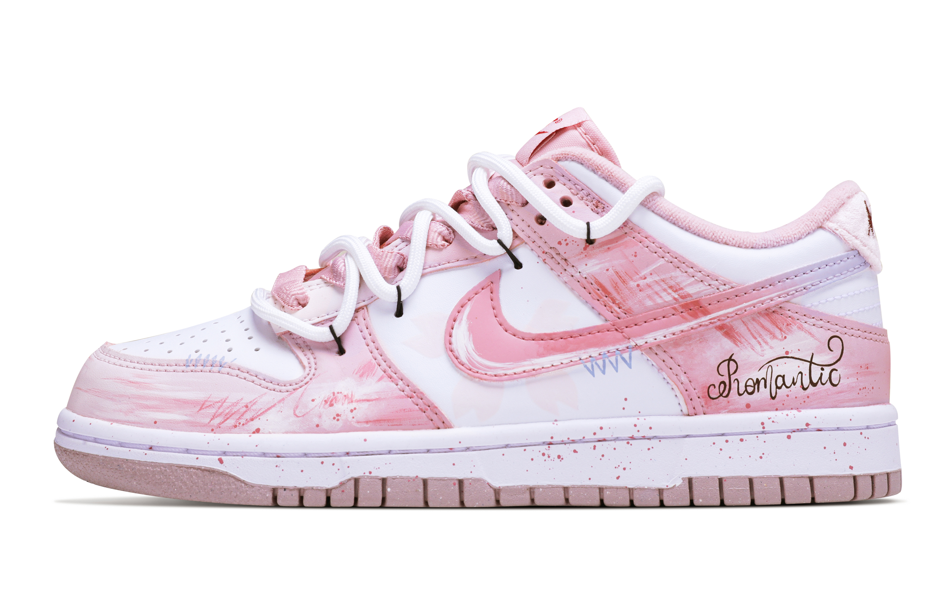 

Nike Детские кроссовки для скейтбординга Dunk, устойчивые к истиранию, белые, розовые, подростковые