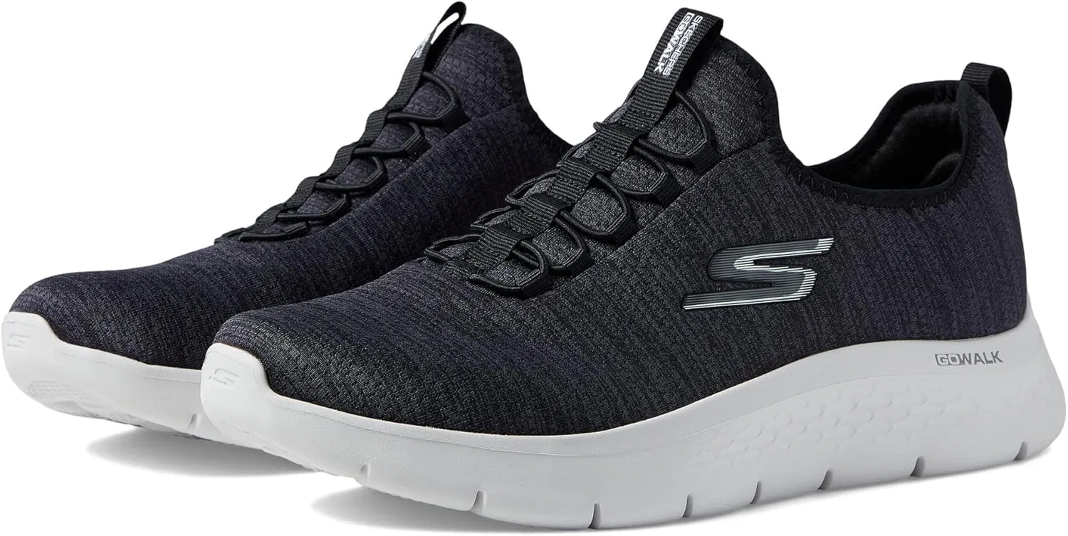 Мужские слипоны Skechers Go Walk Flex Hands Up, Black White 2 — фото 3