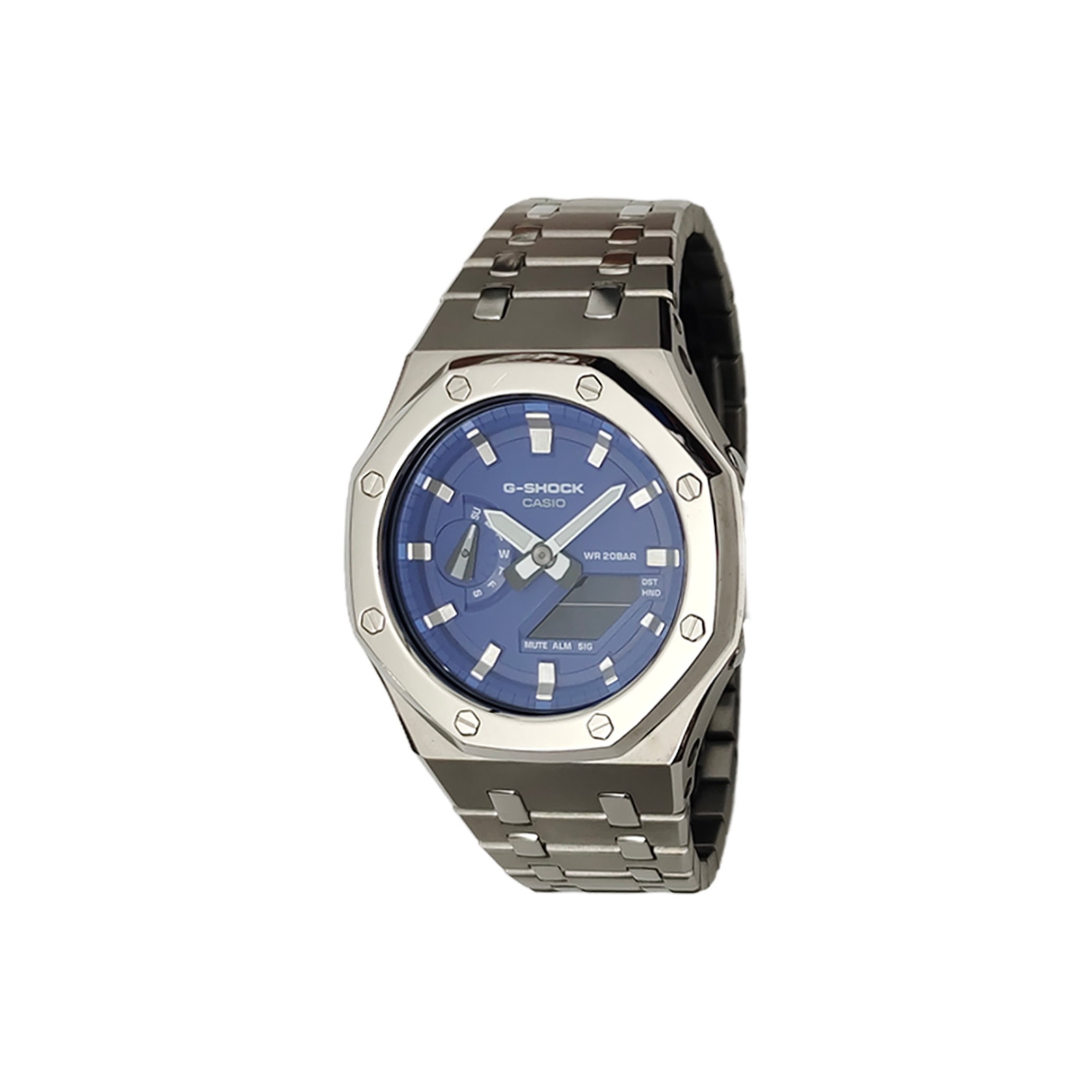 

CASIO Ретрофит серия электронный механизм браслет из нержавеющей стали мужские часы синий циферблат