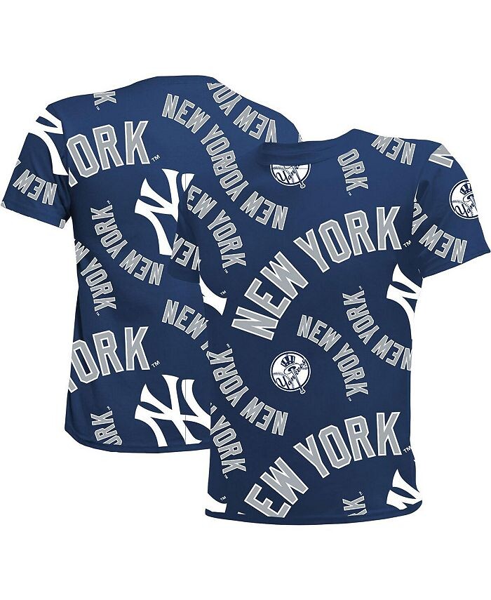 

Темно-синяя футболка Big Boys New York Yankees Allover Team Stitches, синий