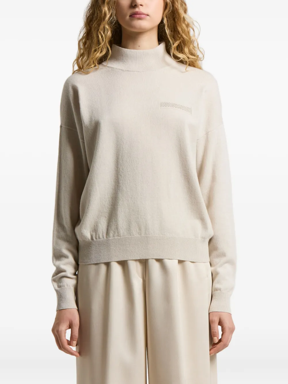 

Свитер с высоким воротником и вышивкой Peserico, нейтральный