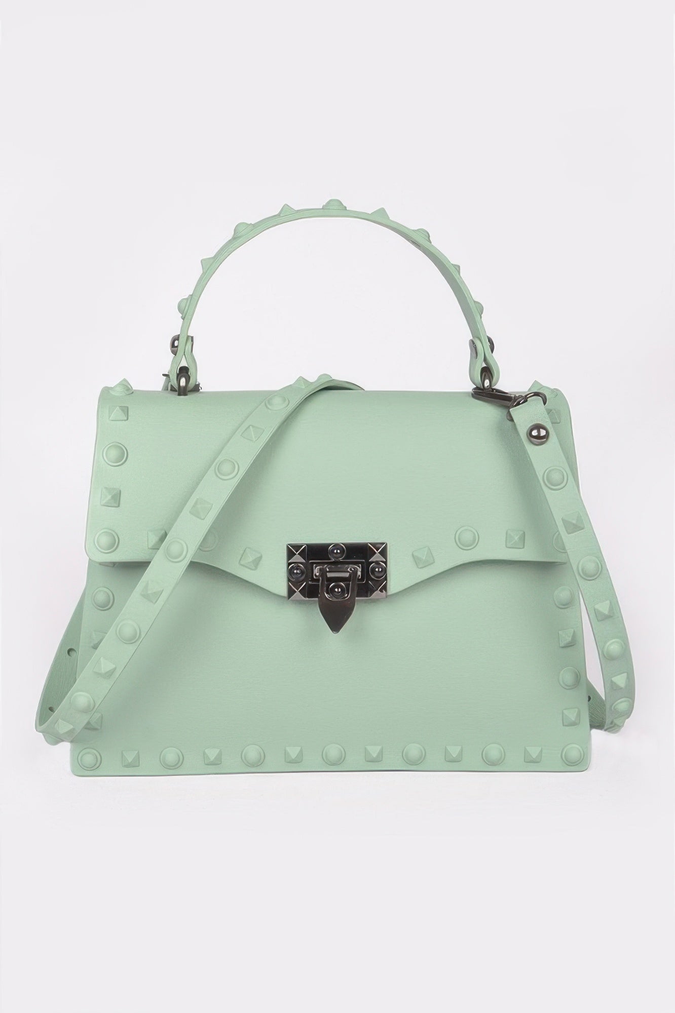 

Монохромный клатч с шипами FASHNZFAB, мятный