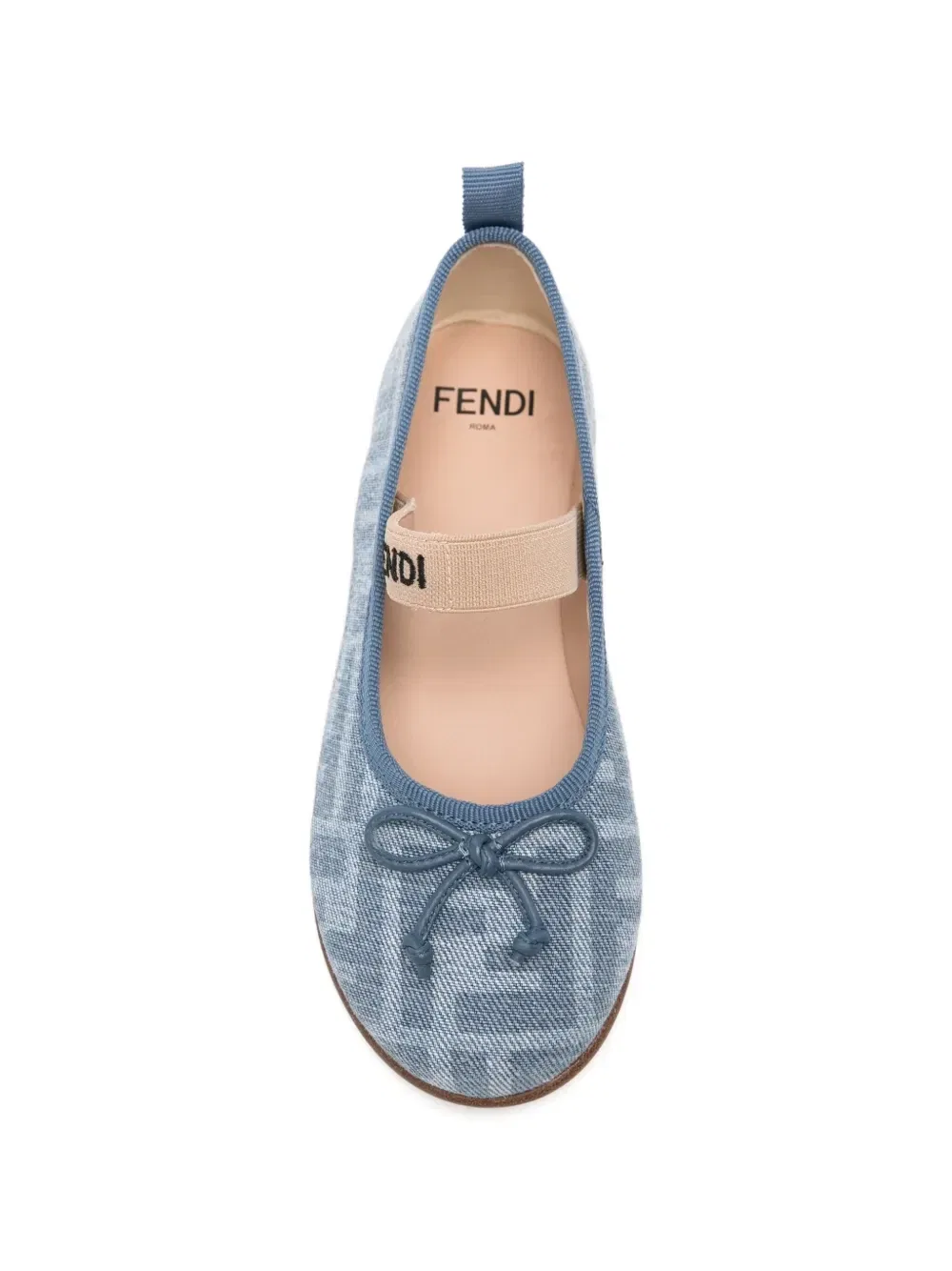 Балетки с логотипом FF Fendi Kids, синий — фото 3