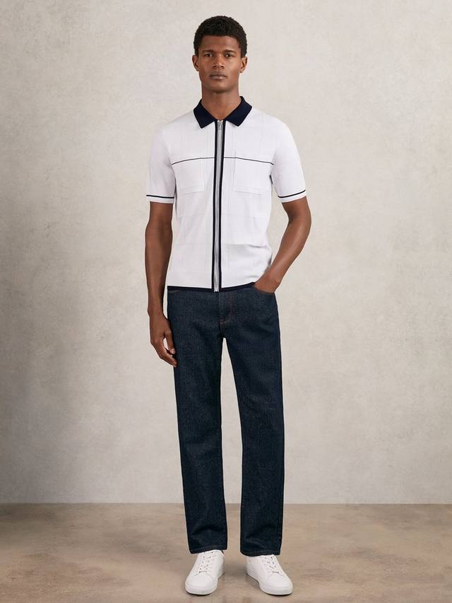 

Байкстер вискозная поло с коротким рукавом Regular Fit Reiss, White/Navy