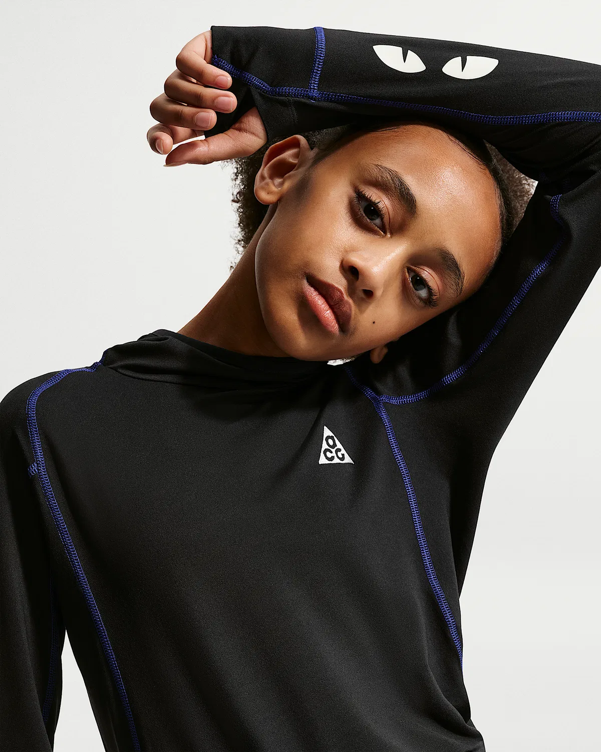 Детская удлиненная футболка с длинным рукавом Nike ACG UV, Black/Black/Summit White — фото 3