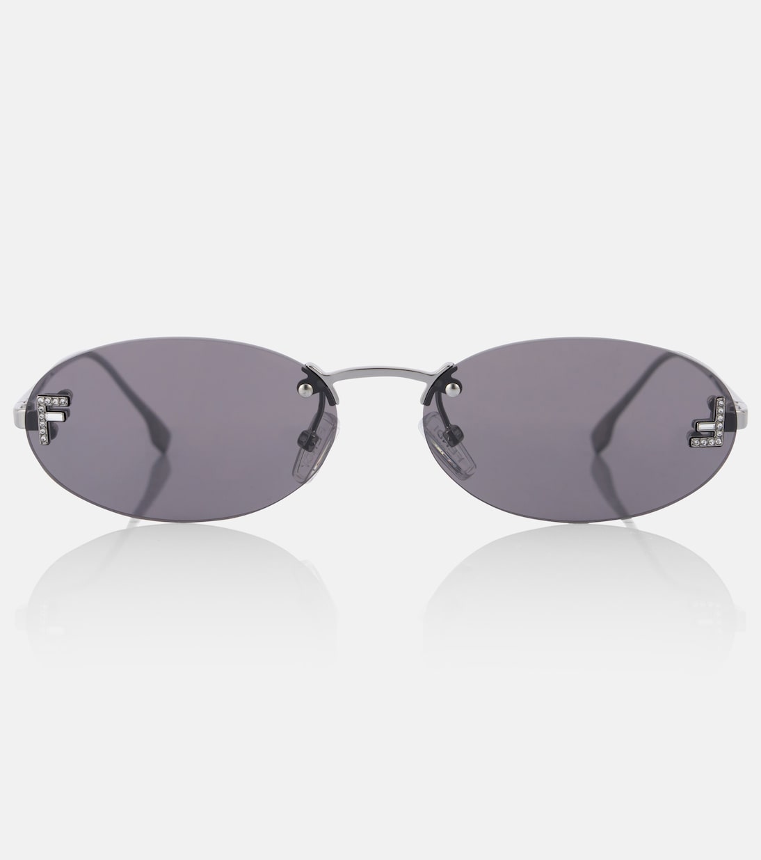 

Первые овальные солнцезащитные очки Crystal Fendi, Shiny Ruthenium/Solid Smoke