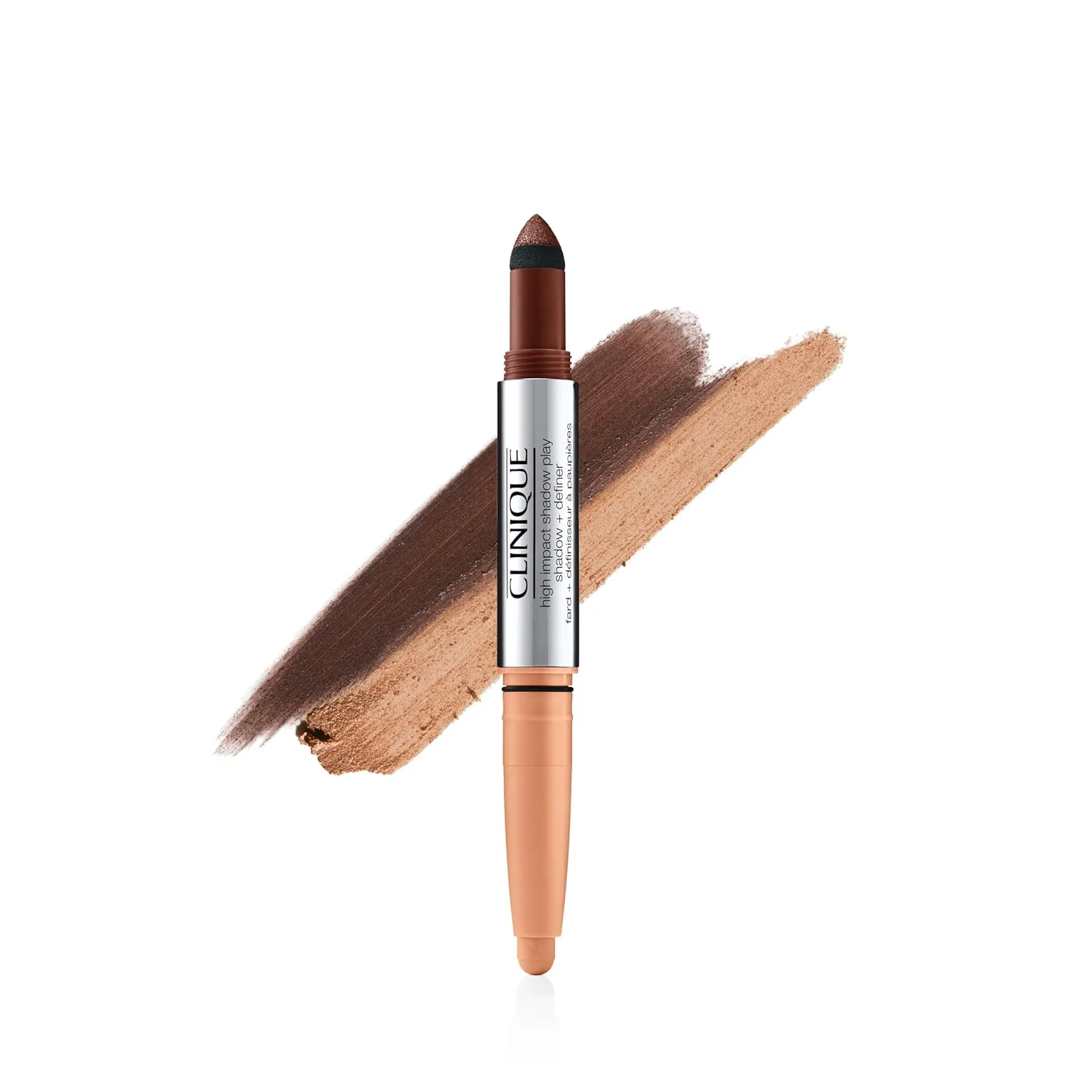 Clinique High Impact Shadow Play Тени + Подводка для глаз | Подводка + Тени для век | Не скатываются в складках века, водостойкие + Безопасны для чувствительной кожи вокруг глаз, 02 Café Au Lait