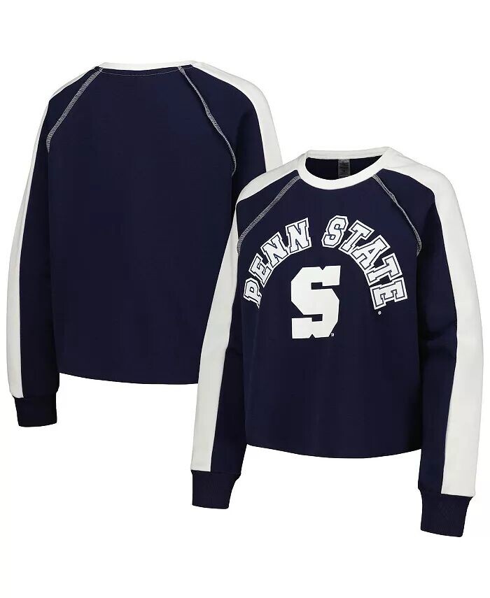 

Женский укороченный пуловер темно-синего цвета Penn State Nittany Lions Blindside реглан Gameday Couture