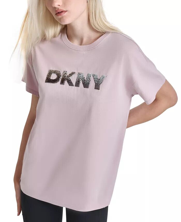 

Женская футболка с логотипом Ombre Sequin DKNY, синий
